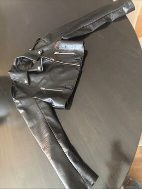 Dynamite Black Faux Leather Cropped Moto Jacket. Brand new never worn